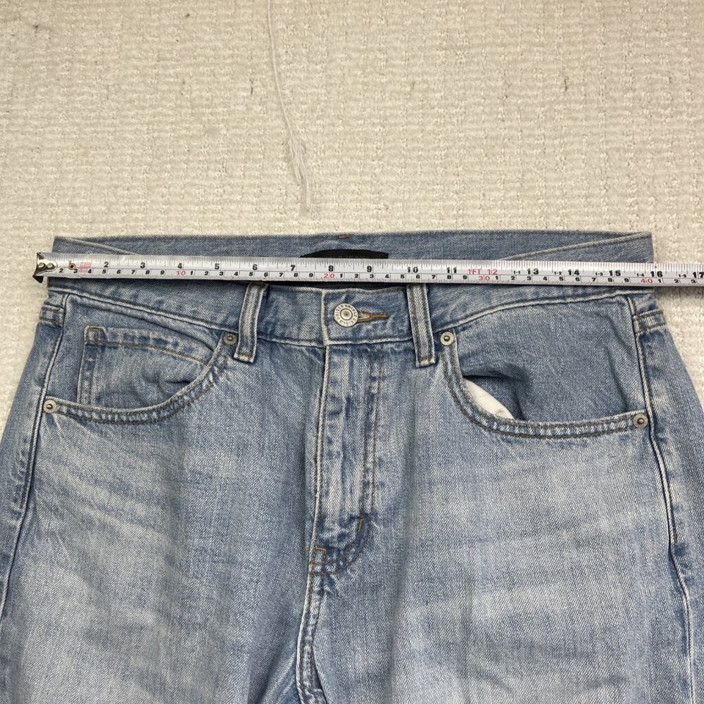 UNIQLO Relaxed Ankle Blue Jeans Size 27 Wide Fit Tapered Distressed Y2K Loose - Picture 5 of 11